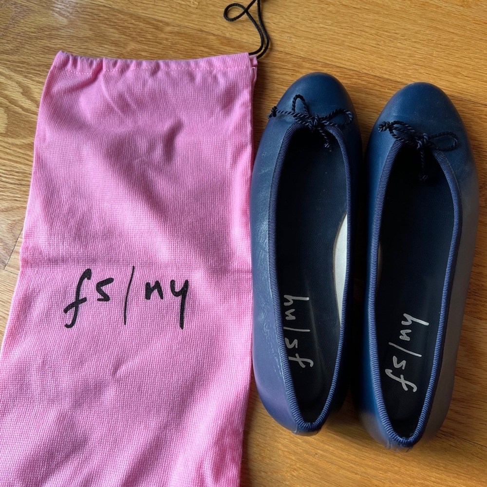 French Sole fs/ny Pearl Blue Leather Ballet Flat